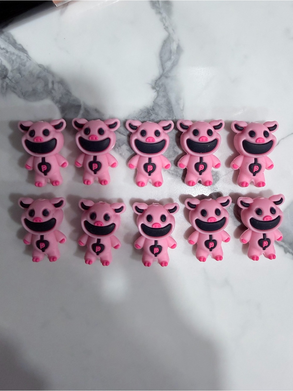 PickyPiggy Poppy Playtime Pink Pig Silicone beads - Set of 11.